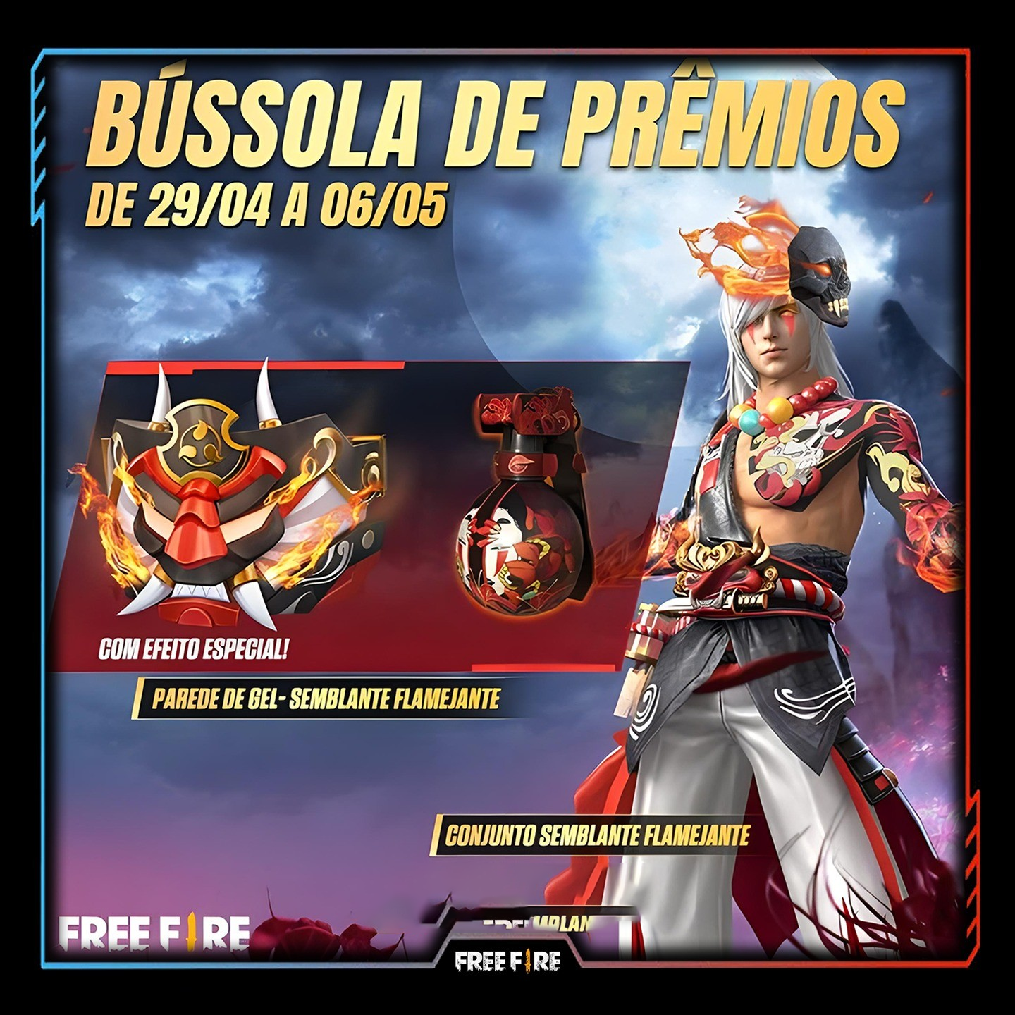 Bússola de Prêmios Free Fire: Conjunto Semblante Flamejante