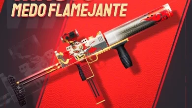 Arma Royale Free Fire Maio 2022 Skin MAC10 Medo Flamejante disponível no dia 26 de Maio