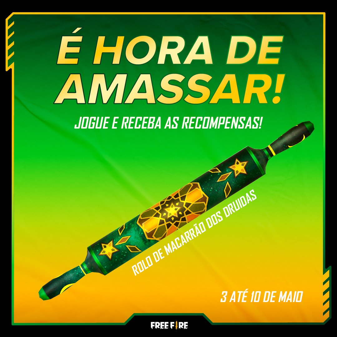 Skin “Rolo de Macarrão dos Druidas” grátis no Free Fire