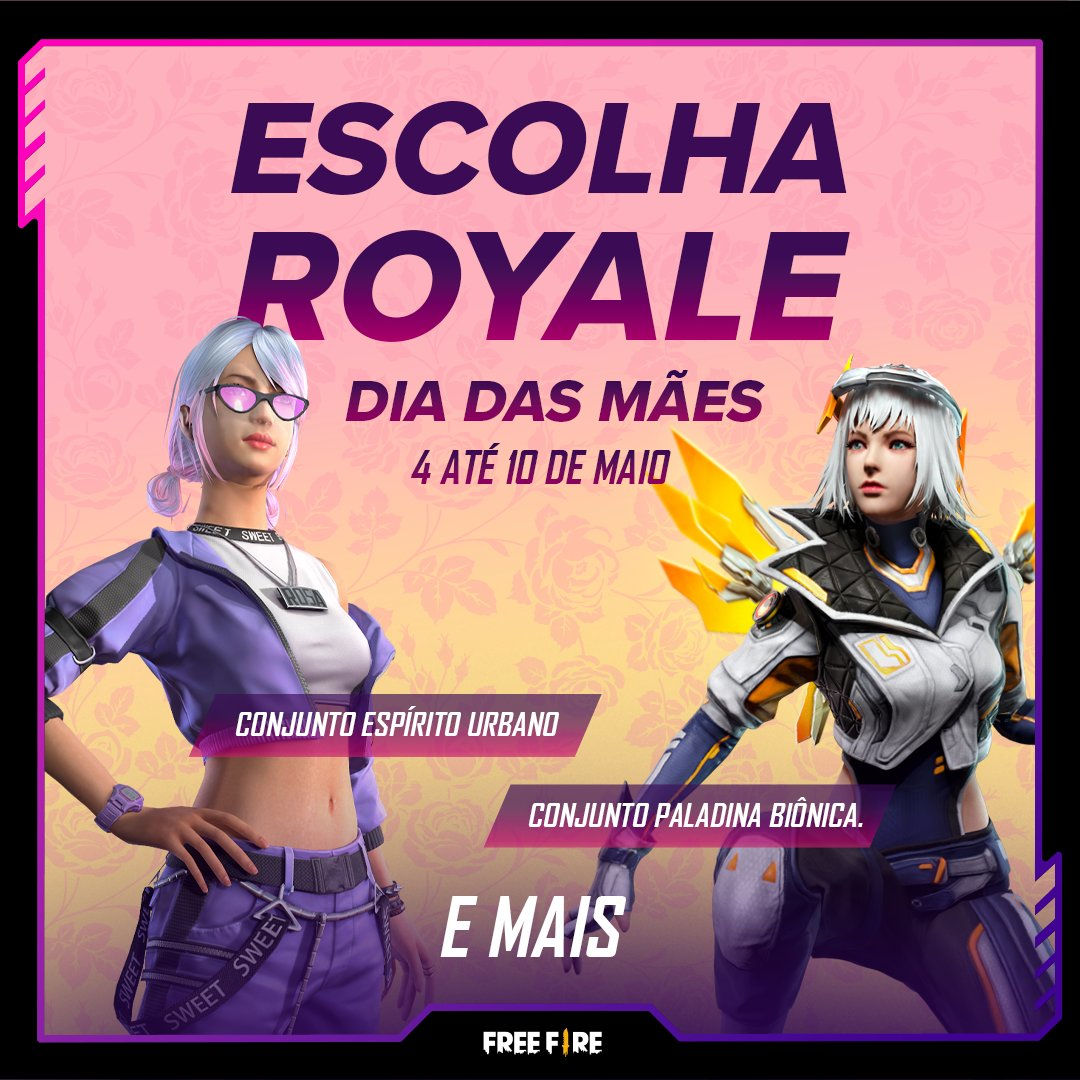 Escolha Royale Free Fire: ganhe 10 conjuntos femininos no Dia das Mães