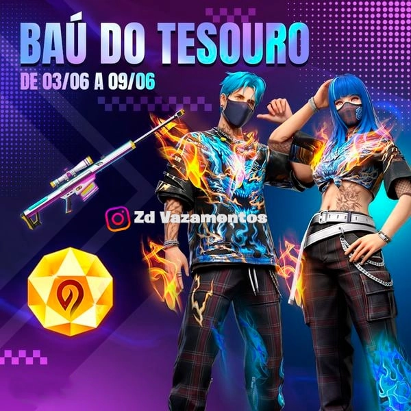 Baú do Tesouro Free Fire Conjunto Ira e Fúria Sobre Rodas chega dia 3 de junho