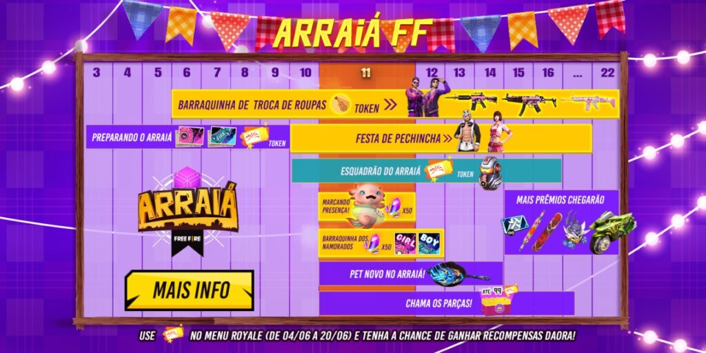 Calendário Arraiá Free Fire 2022