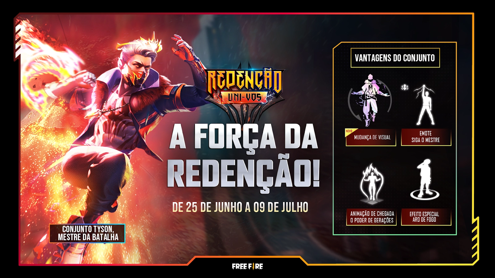 modo redenção uni-vos free fire data novidades