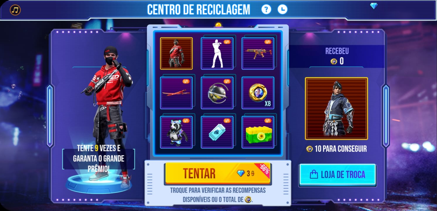 centro reciclagem free fire conjunto coração urbano emote passinho alegria