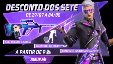 Desconto dos Sete Free Fire Como pegar o Conjunto Insanidade Hacker