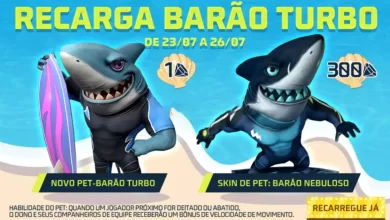 Evento Recarga Free Fire Barão Turbo e a skin de pet Barão Nebuloso chega em 23 de julho