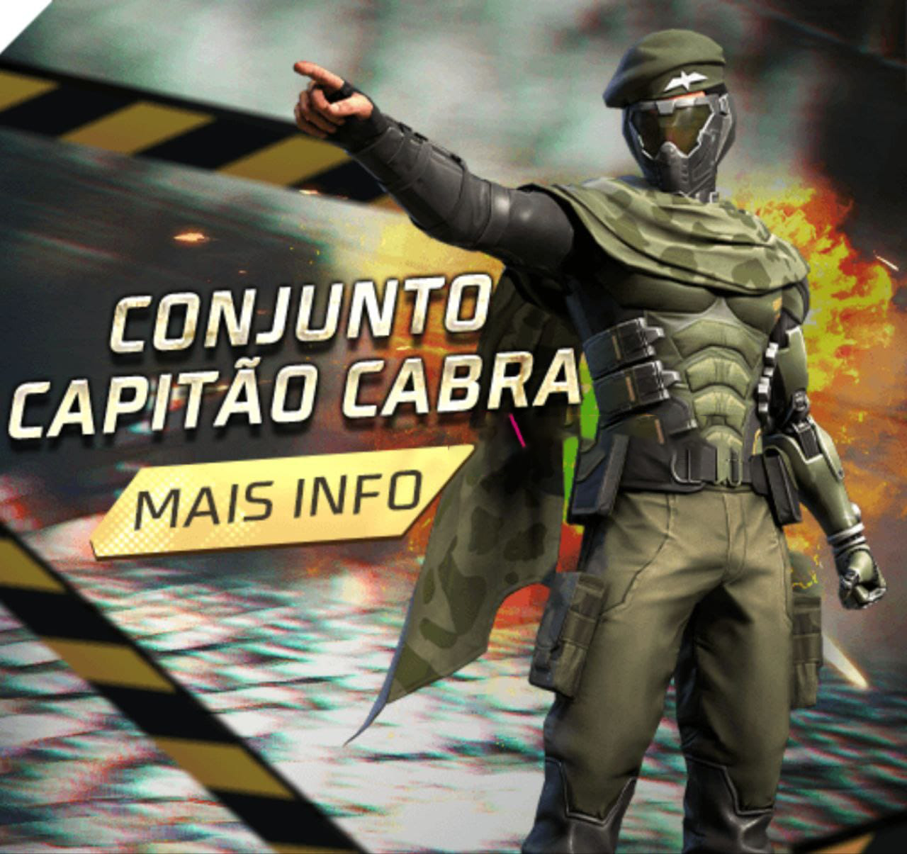 Ouro Royale Free Fire Julho 2022 Conjunto Capitão Cabra disponível no dia 21 de Julho