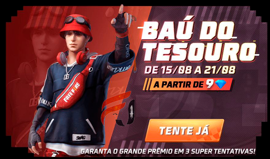 Baú do Tesouro Free Fire Pegue o Conjunto Hypado Agosto 2022