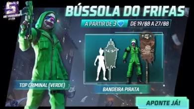 Bússola de Prêmios Free Fire Conjunto Top Criminal Verde