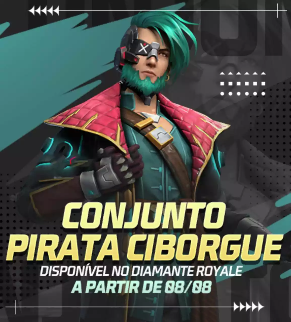 Diamante Royale Free Fire Conjunto Pirata Ciborgue Confira