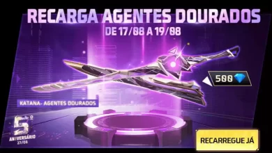 Evento Recarga Free Fire Katana Agentes Dourados chega em 17 de agosto