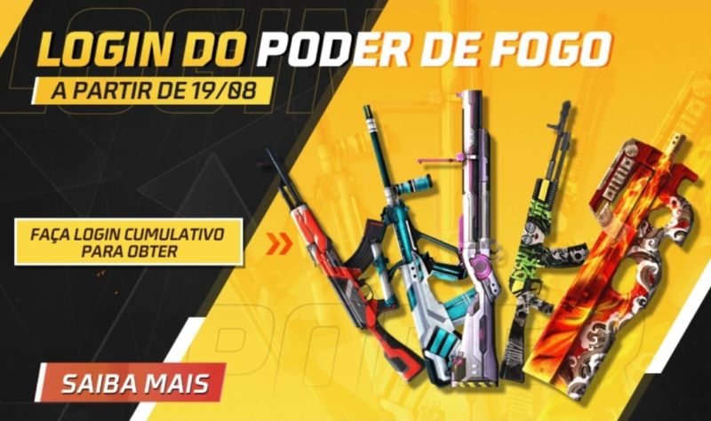 Evento de Login Free Fire Ganhe diversas armas com atributos grátis