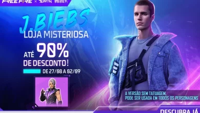 Loja Misteriosa Free Fire Pegue o Personagem Justin Bieber e Conjunto Novo Mundo Agosto 2022