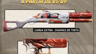 Arma Royale Free Fire Setembro 2022 Skins G18 e Carga Extra Chamas de Tinta disponíveis no dia 1 de setembro