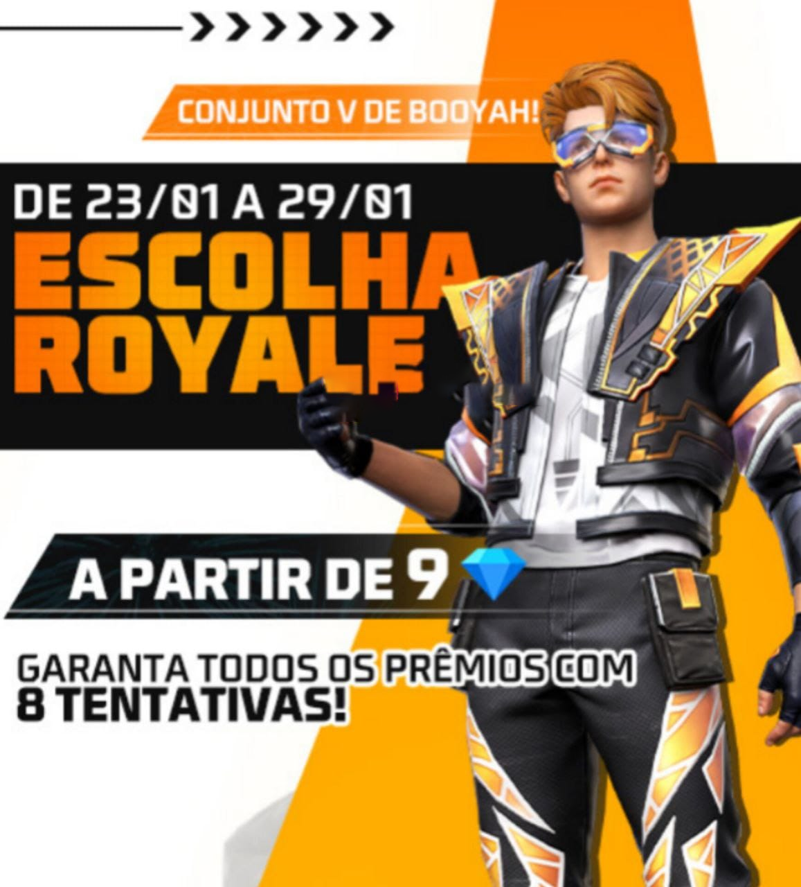 Escolha Royale Free Fire Ganhe o Conjunto V de Booyah