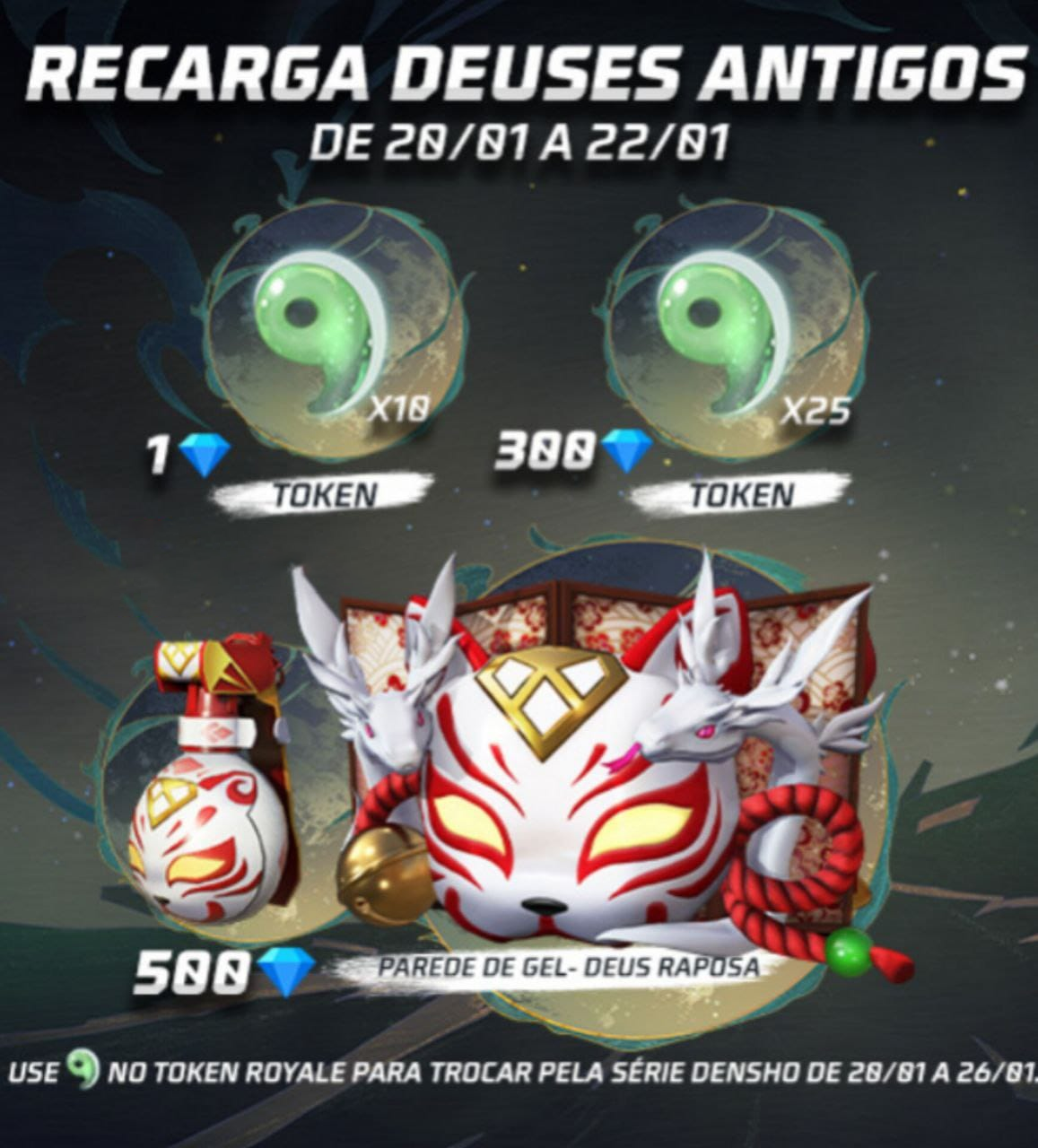 Evento Recarga Free Fire Parede de Gel Deus Raposa chega em 20 de janeiro